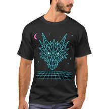 ネオンドラゴンシンセウェーブ レトロファイアビーストTシャツ