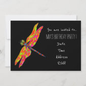 ネオンドラゴンフライの少女誕生日パーティー 招待状 (正面)