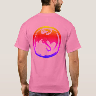 ネオンドラゴン男性用ピンクTシャツバック Tシャツ