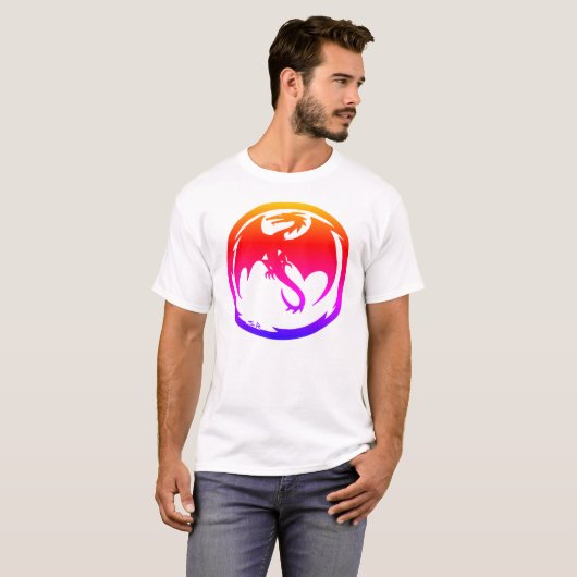 ネオンドラゴン メンズ 白Tシャツ Tシャツ (正面フル)