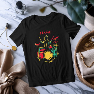 ネオンドラムラインポップアート ビブラントミュージックTシャツ トライブレンドTシャツ
