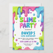 ネオンドリップカラフル付きスライム誕生日 招待状 (正面)