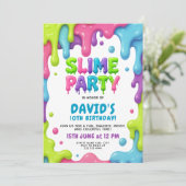 ネオンドリップカラフル付きスライム誕生日 招待状 (スタンド正面)