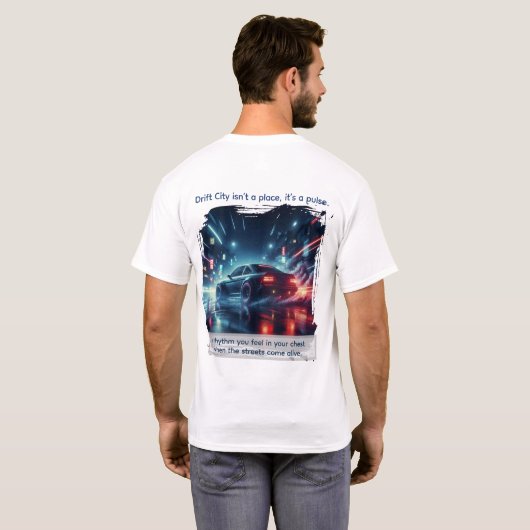 ネオンドリフトシティのスカイラインアート Tシャツ (裏面フル)