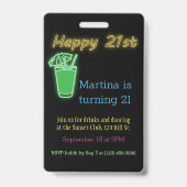 ネオンドリンクと踊り21歳の誕生日パーティーインビタ バッジ (表面)