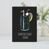 ネオンドリンクバースデーパーティーブラック カード (スタンド正面)