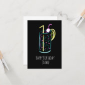 ネオンドリンクバースデーパーティーブラック カード (正面/裏面インサイチュ)