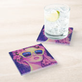 ネオンドリームガールフローラサングラス ガラスコースター (アングル)
