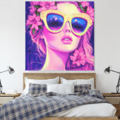 ネオンドリームガールフローラサングラス キャンバスプリント (インサイチュ (寝室))