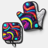 ネオンドリームスケープ 鍋つかみ&鍋敷きセット (正面/裏面)