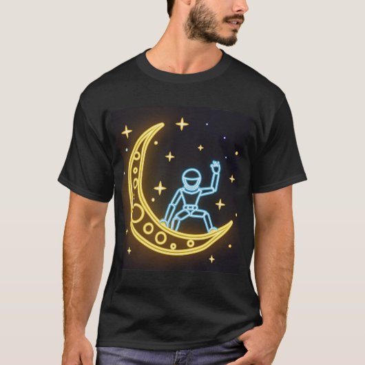 ネオンドリーム: 月面の宇宙飛行士 Tシャツ (正面)
