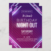 ネオンナイトアウト誕生日 招待状 (正面/裏面)