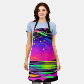 ネオンナイトビーチスケープ エプロン (着用した状態)