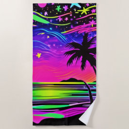 ネオンナイトビーチスケープ ビーチタオル