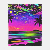 ネオンナイトビーチスケープ フリースブランケット (正面)