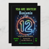 ネオンナンバーボーイ12誕生日 招待状 (正面/裏面)