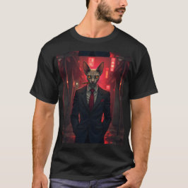ネオンヌワール風スフィンクス猫のマフィアスタイル Tシャツ