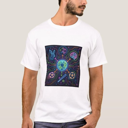 ネオンネットワーク:地球規模の持続可能性の相乗効果 Tシャツ (正面)