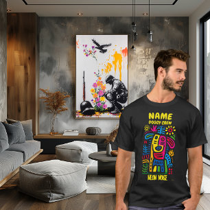 ネオンノイズドッグ - 抽象幾何学アニマル Tシャツ