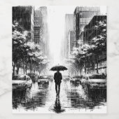 ネオンノワール雨の街並み ワインラベル (シングルラベル)