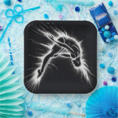 ネオンハイダイバーオンブラック ペーパープレート (パーティー)