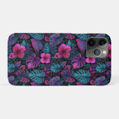 ネオンハイビスカスのシームレスパターン「ワイルドジャングル」 Case-Mate iPhoneケース (裏面(横))
