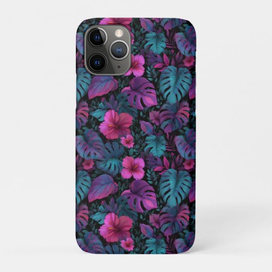 ネオンハイビスカスのシームレスパターン「ワイルドジャングル」 Case-Mate iPhoneケース (裏)