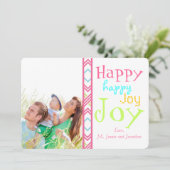 ネオンハッピータイポグラフィクリスマスフォトカード シーズンカード (スタンド正面)