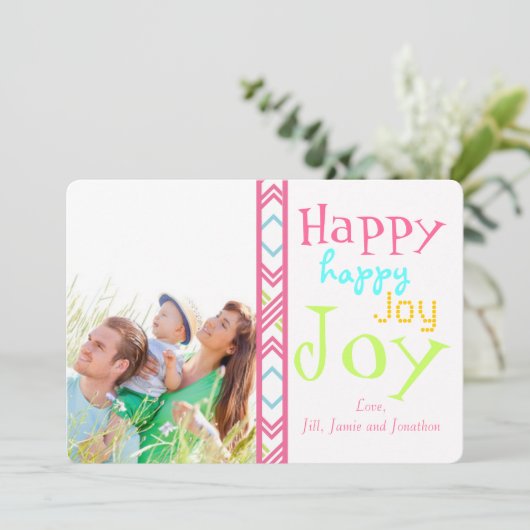 ネオンハッピータイポグラフィクリスマスフォトカード シーズンカード (スタンド正面)