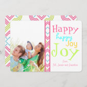 ネオンハッピータイポグラフィクリスマスフォトカード シーズンカード (正面/裏面)