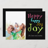 ネオンハッピータイポグラフィクリスマスフォトカード シーズンカード (正面/裏面)