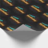 ネオンハッピーバースデーサインオンブリック ラッピングペーパー (角)