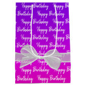 ネオンハッピーバースデーホワイトボウ ミディアムペーパーバッグ (裏面)