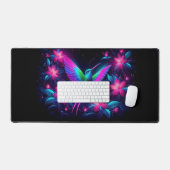 ネオンハミングバード、目を引くネオン動物 デスクマット (キーボード&マウス)