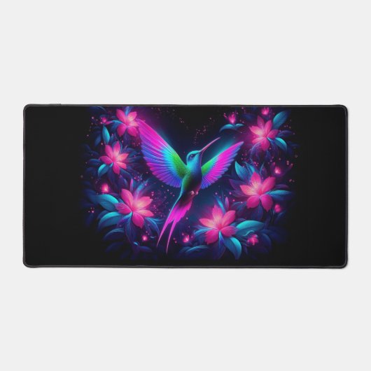 ネオンハミングバード、目を引くネオン動物 デスクマット (正面)