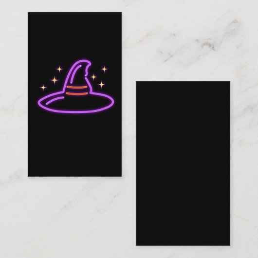 ネオンハロウィンの魔法使いの帽子のギフトのアイディアのレトロの魔法 名刺 (正面/裏面)