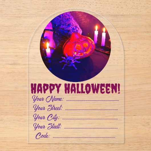 ネオンハロウィンカボチャ アクリル招待状 (正面)