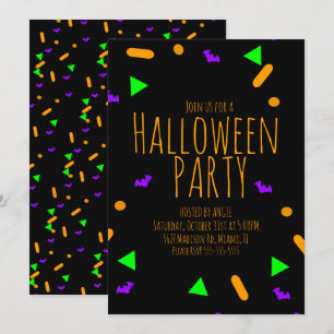 ネオンハロウィンスプリンクル誕生日パーティーイベント 招待状