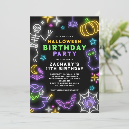 ネオンハロウィーンボーイズ11誕生日衣装パーティー 招待状 (スタンド正面)