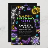 ネオンハロウィーンボーイズ11誕生日衣装パーティー 招待状 (正面/裏面)