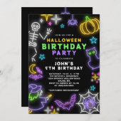 ネオンハロウィーンボーイズ5誕生日衣装パーティー 招待状 (正面/裏面)
