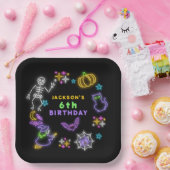 ネオンハロウィーンボーイズ6誕生日衣装パーティー ペーパープレート (パーティー)