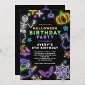 ネオンハロウィーンボーイズ8誕生日衣装パーティー 招待状 (正面/裏面)
