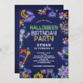 ネオンハロウィーン9th誕生日パーティー 招待状 (正面/裏面)