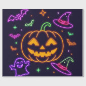 ネオンハローウィンパーティギフトラップ ラッピングペーパー (フラット)