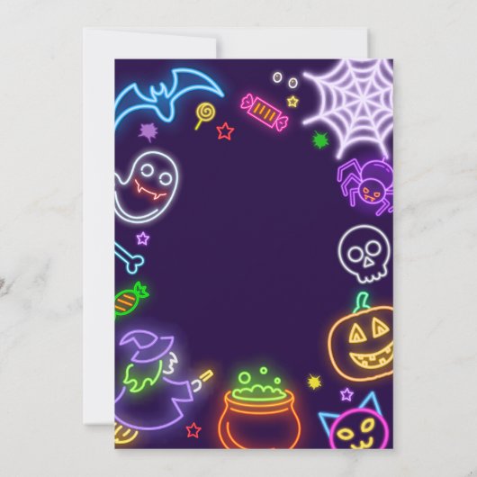 ネオンハローウィンパーティグローインザダークスプーク 招待状 (裏面)