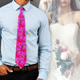 ネオンハワイアンフラワーズプルメリアフランジパニはっきりした ネクタイ