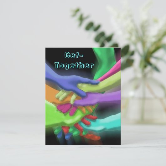 ネオンハンズ積み重ね集合パーティの招待状 招待状 (スタンド正面)