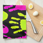 ネオンハンドプリントグラフィティパターン キッチンタオル (四つ折り)