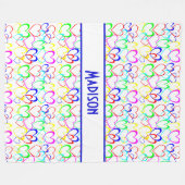 ネオンハートオン白パーソナライズされた、 フリースブランケット (正面(横))